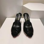 Black Open-Toe High Heel Mules