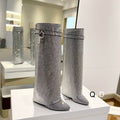 Knee-High Crystal Embellished Boots